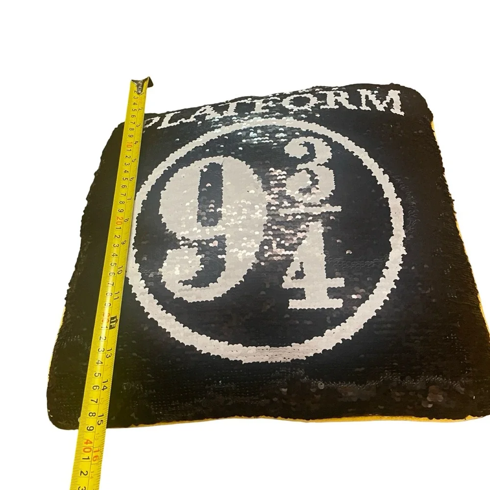 Harry Potter Platform 9 3/4 Reversible Sequin‎ Throw Pillow Black Silver 16x16